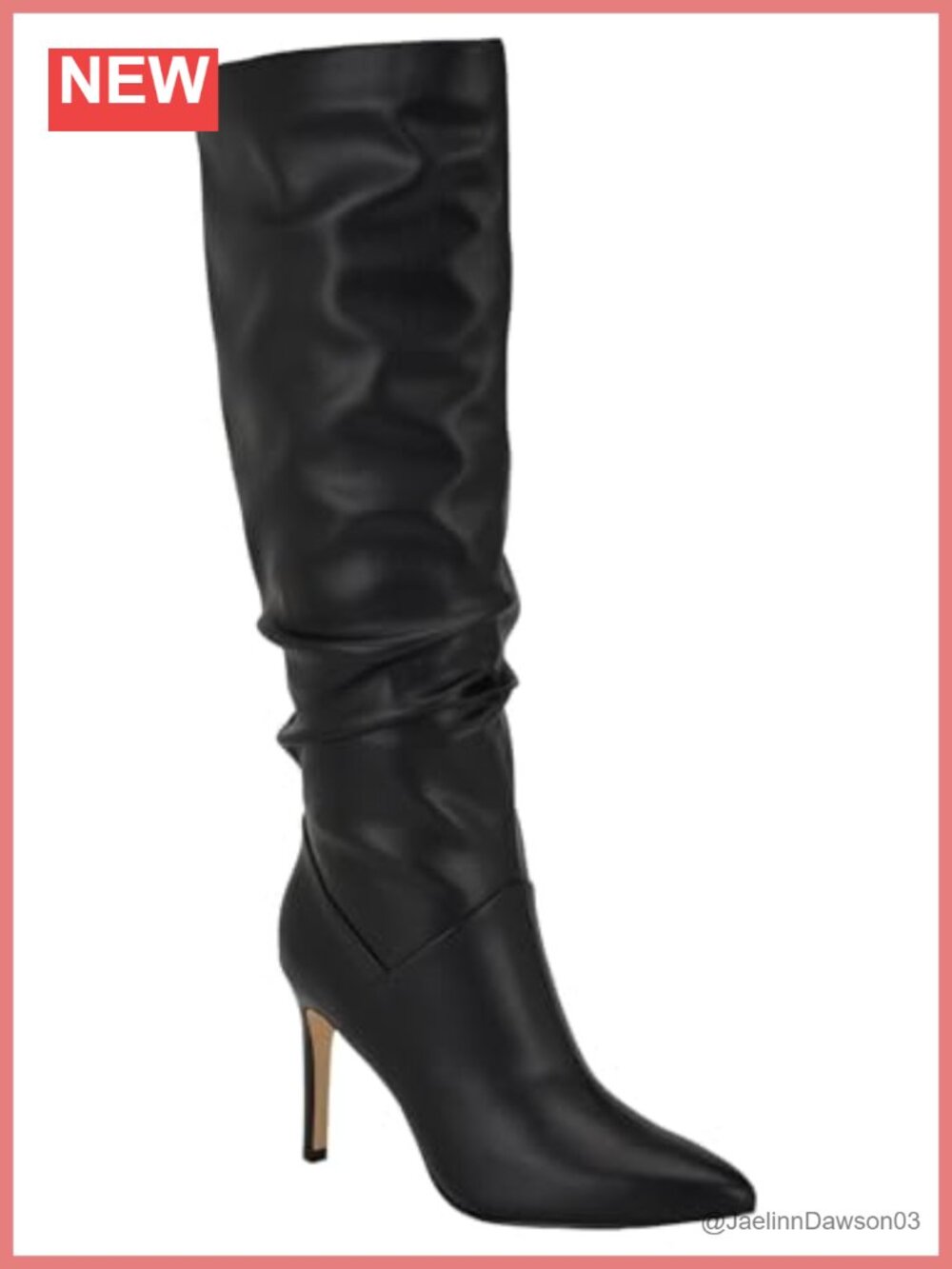 Nine West Women's Knee High Stiletto Heel Boots with Pointed Toe, Faux Leather,